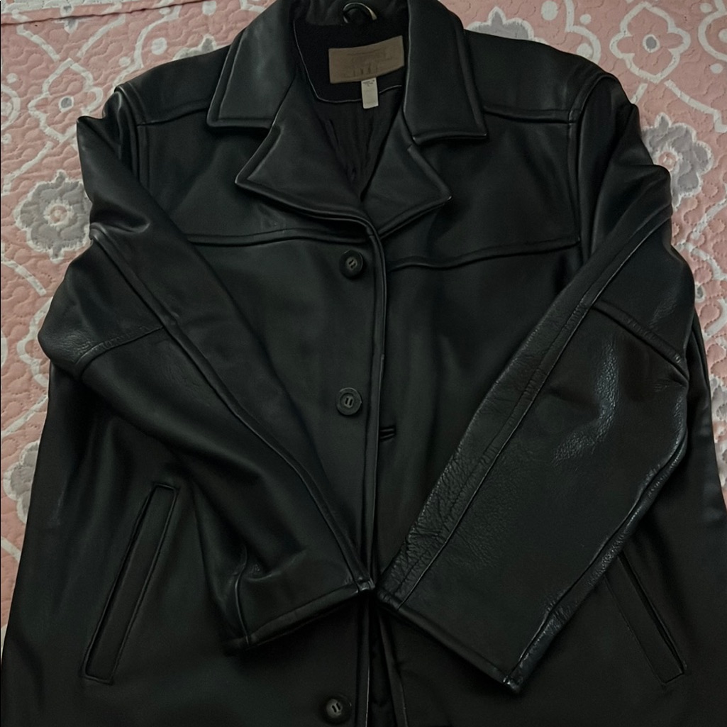 Guess Black Leather Outerwear